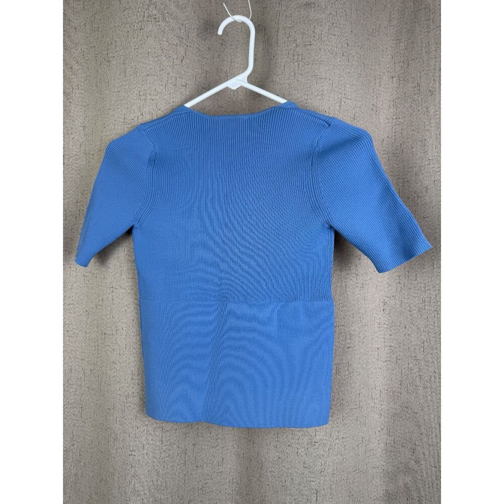 Sandro Ribbed V-Neck Short Sleeve Top - Picture 4 of 6